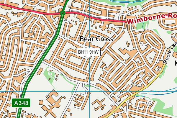 BH11 9HW map - OS VectorMap District (Ordnance Survey)