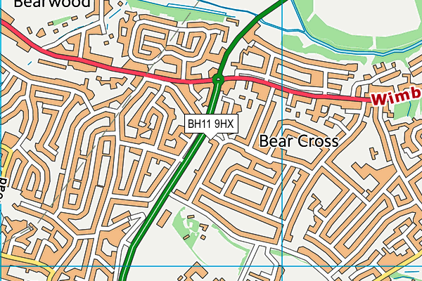 BH11 9HX map - OS VectorMap District (Ordnance Survey)