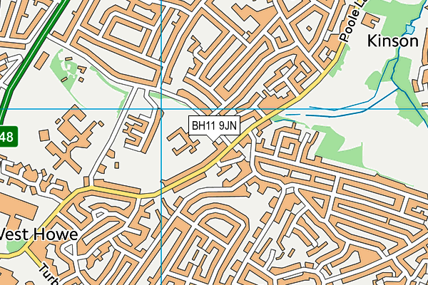 BH11 9JN map - OS VectorMap District (Ordnance Survey)