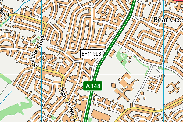 BH11 9LB map - OS VectorMap District (Ordnance Survey)