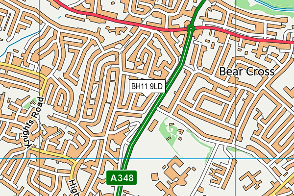BH11 9LD map - OS VectorMap District (Ordnance Survey)