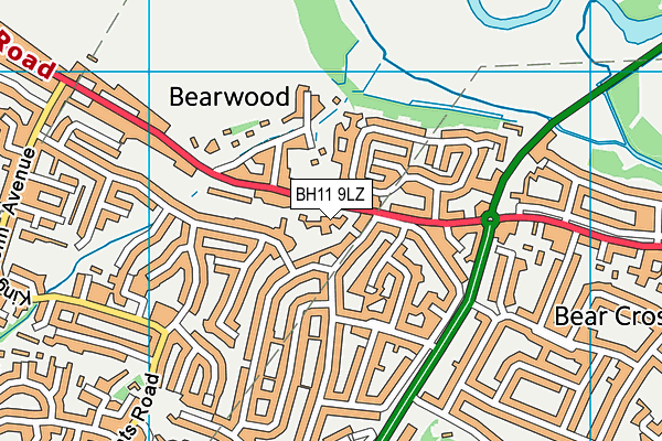 BH11 9LZ map - OS VectorMap District (Ordnance Survey)