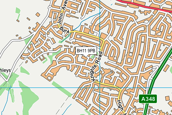 BH11 9PB map - OS VectorMap District (Ordnance Survey)