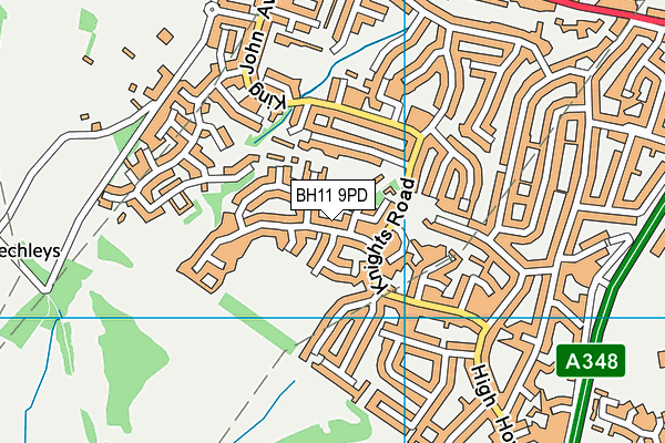 BH11 9PD map - OS VectorMap District (Ordnance Survey)