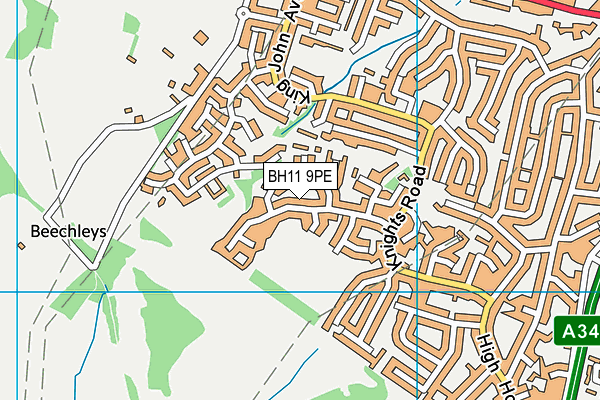 BH11 9PE map - OS VectorMap District (Ordnance Survey)