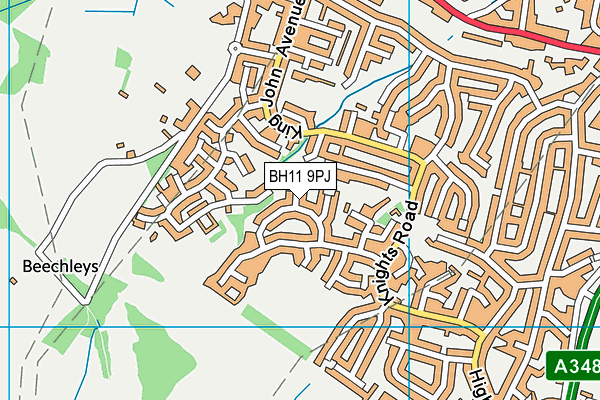BH11 9PJ map - OS VectorMap District (Ordnance Survey)