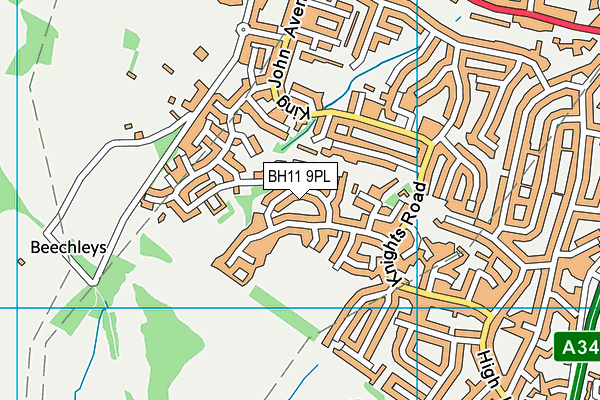 BH11 9PL map - OS VectorMap District (Ordnance Survey)