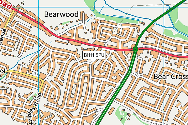 BH11 9PU map - OS VectorMap District (Ordnance Survey)