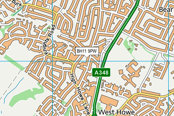 BH11 9PW map - OS VectorMap District (Ordnance Survey)