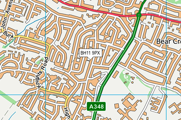 BH11 9PX map - OS VectorMap District (Ordnance Survey)