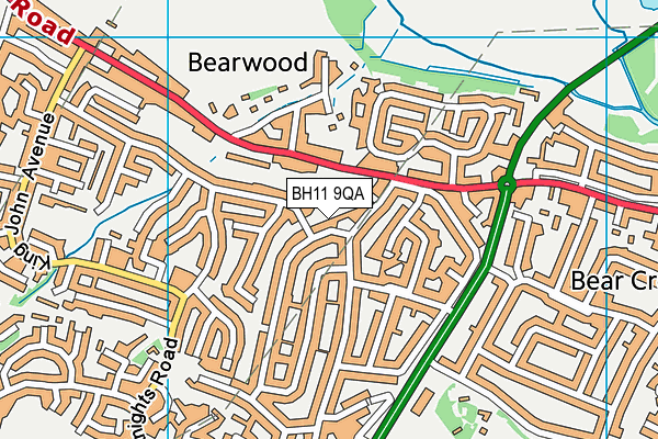 BH11 9QA map - OS VectorMap District (Ordnance Survey)