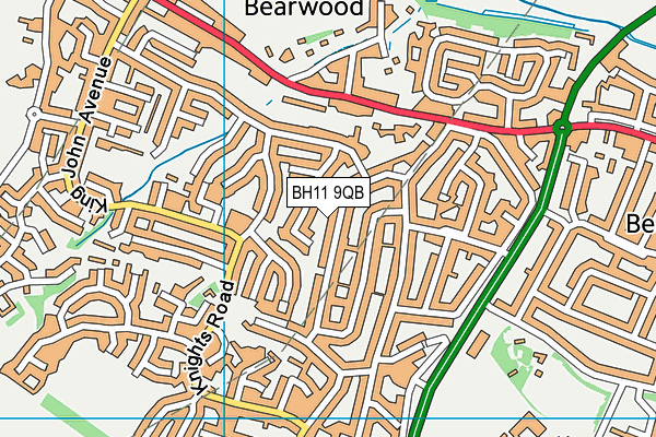 BH11 9QB map - OS VectorMap District (Ordnance Survey)
