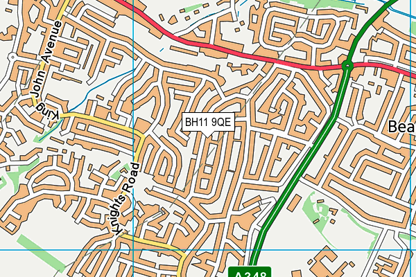 BH11 9QE map - OS VectorMap District (Ordnance Survey)