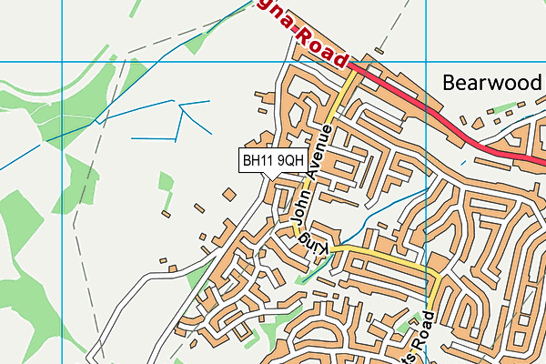 BH11 9QH map - OS VectorMap District (Ordnance Survey)