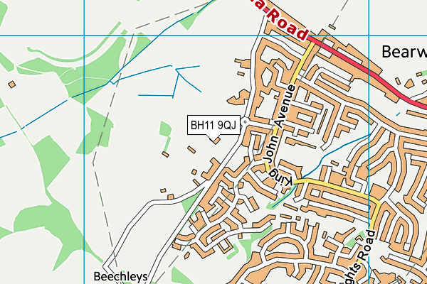 BH11 9QJ map - OS VectorMap District (Ordnance Survey)