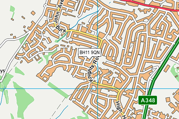 BH11 9QN map - OS VectorMap District (Ordnance Survey)
