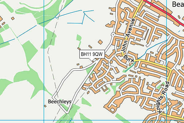 BH11 9QW map - OS VectorMap District (Ordnance Survey)