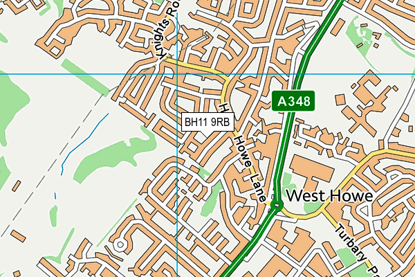 BH11 9RB map - OS VectorMap District (Ordnance Survey)