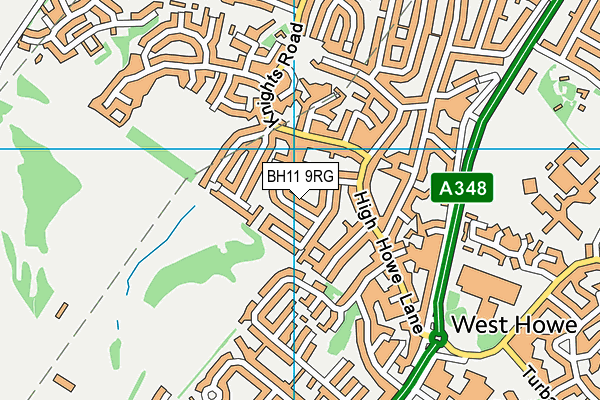 BH11 9RG map - OS VectorMap District (Ordnance Survey)