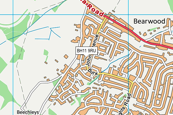 BH11 9RU map - OS VectorMap District (Ordnance Survey)
