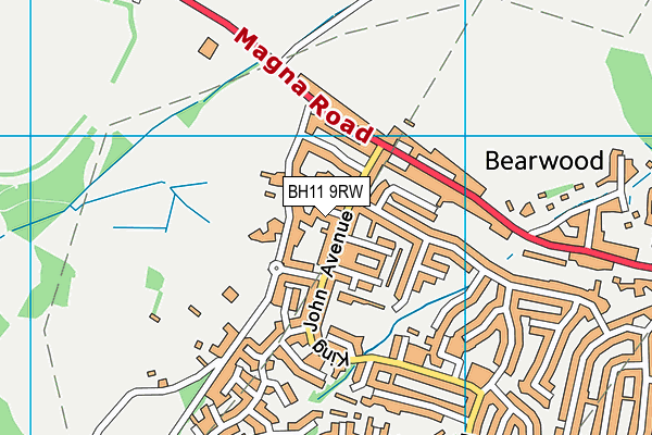 BH11 9RW map - OS VectorMap District (Ordnance Survey)