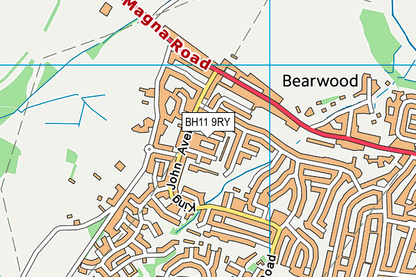 BH11 9RY map - OS VectorMap District (Ordnance Survey)
