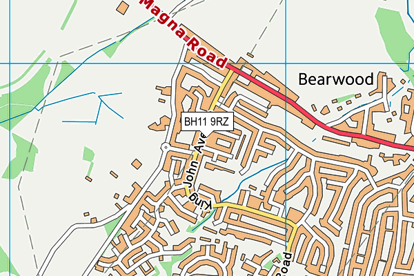 BH11 9RZ map - OS VectorMap District (Ordnance Survey)
