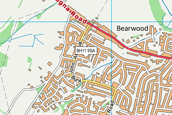 BH11 9SA map - OS VectorMap District (Ordnance Survey)