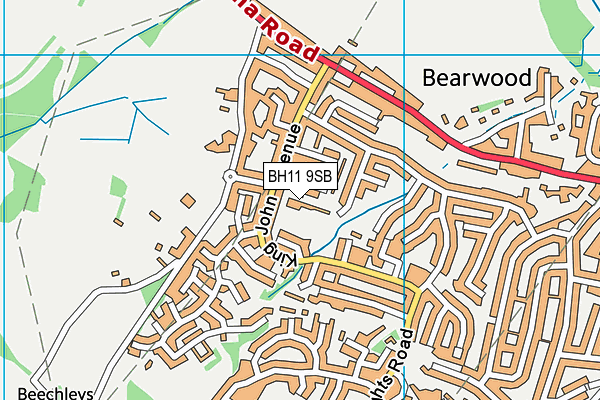 BH11 9SB map - OS VectorMap District (Ordnance Survey)