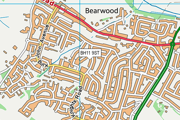 BH11 9ST map - OS VectorMap District (Ordnance Survey)