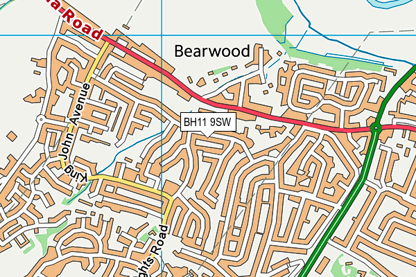 BH11 9SW map - OS VectorMap District (Ordnance Survey)
