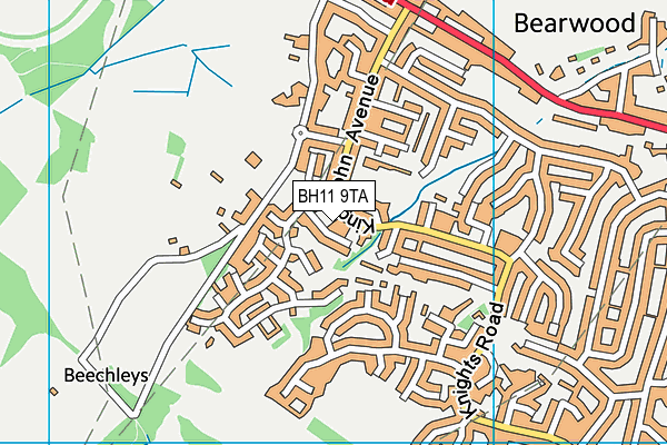 BH11 9TA map - OS VectorMap District (Ordnance Survey)