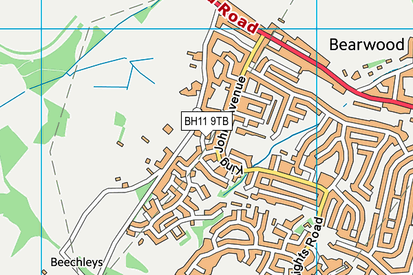 BH11 9TB map - OS VectorMap District (Ordnance Survey)