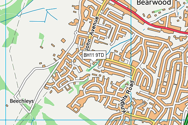 BH11 9TD map - OS VectorMap District (Ordnance Survey)