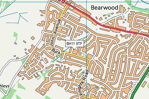 BH11 9TF map - OS VectorMap District (Ordnance Survey)