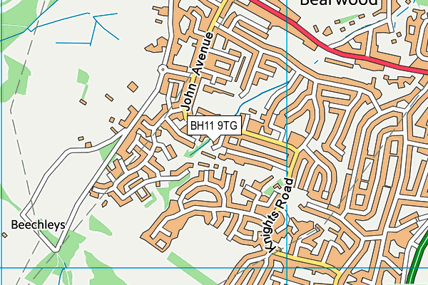 BH11 9TG map - OS VectorMap District (Ordnance Survey)