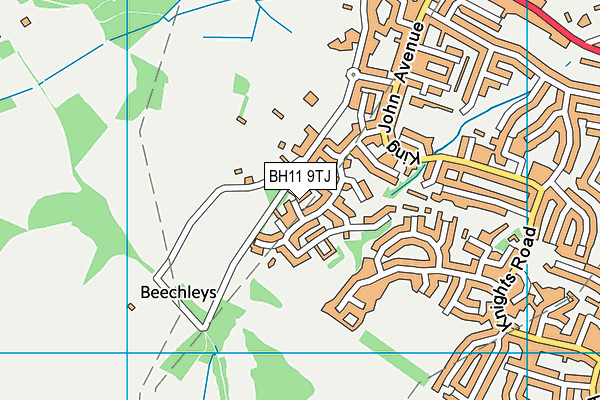 BH11 9TJ map - OS VectorMap District (Ordnance Survey)