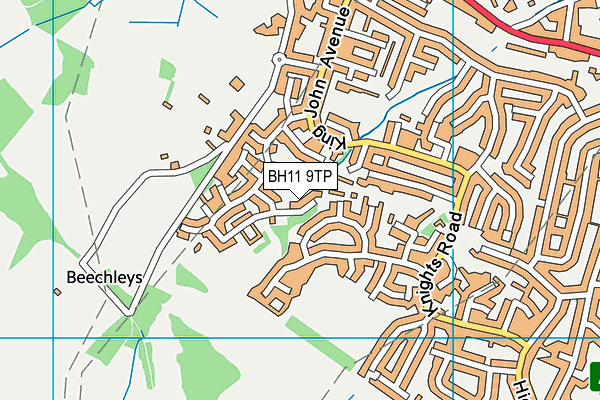BH11 9TP map - OS VectorMap District (Ordnance Survey)