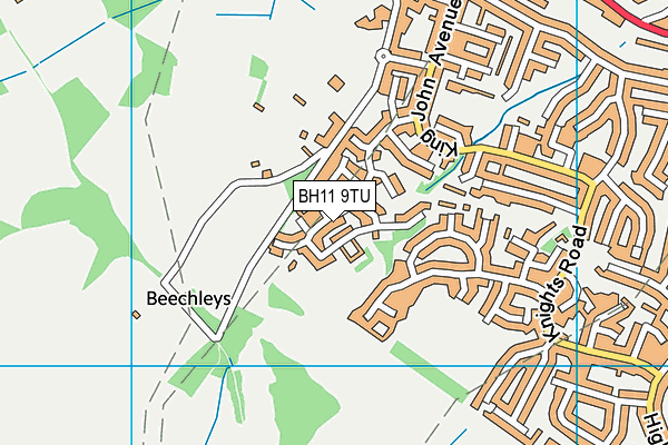 BH11 9TU map - OS VectorMap District (Ordnance Survey)