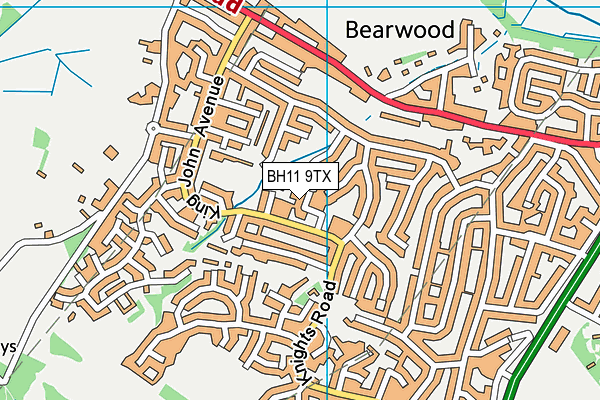 BH11 9TX map - OS VectorMap District (Ordnance Survey)