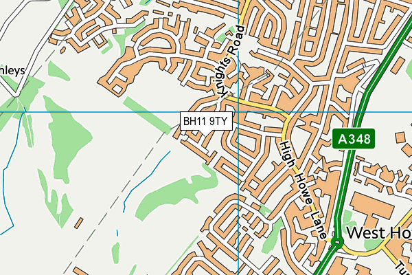BH11 9TY map - OS VectorMap District (Ordnance Survey)