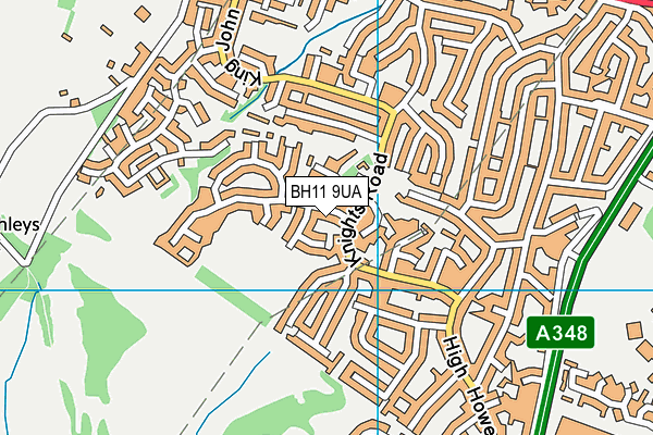 BH11 9UA map - OS VectorMap District (Ordnance Survey)