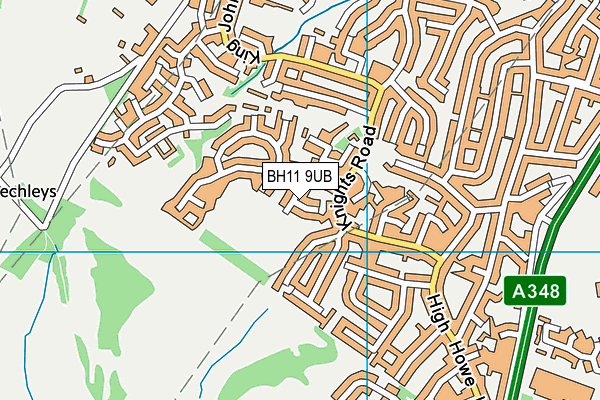 BH11 9UB map - OS VectorMap District (Ordnance Survey)