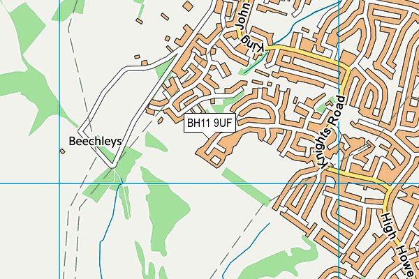 BH11 9UF map - OS VectorMap District (Ordnance Survey)