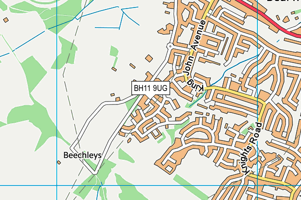 BH11 9UG map - OS VectorMap District (Ordnance Survey)