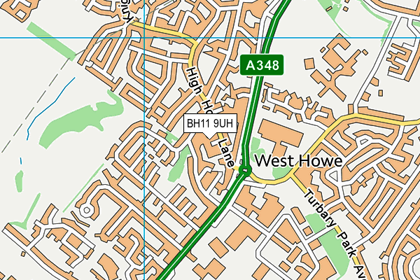 BH11 9UH map - OS VectorMap District (Ordnance Survey)