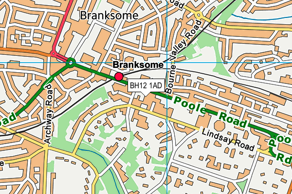 BH12 1AD map - OS VectorMap District (Ordnance Survey)