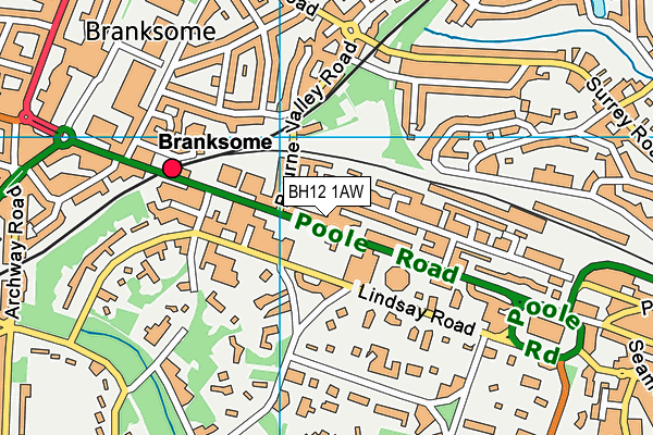 BH12 1AW map - OS VectorMap District (Ordnance Survey)