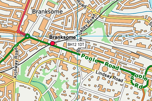 BH12 1DT map - OS VectorMap District (Ordnance Survey)