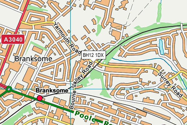 BH12 1DX map - OS VectorMap District (Ordnance Survey)